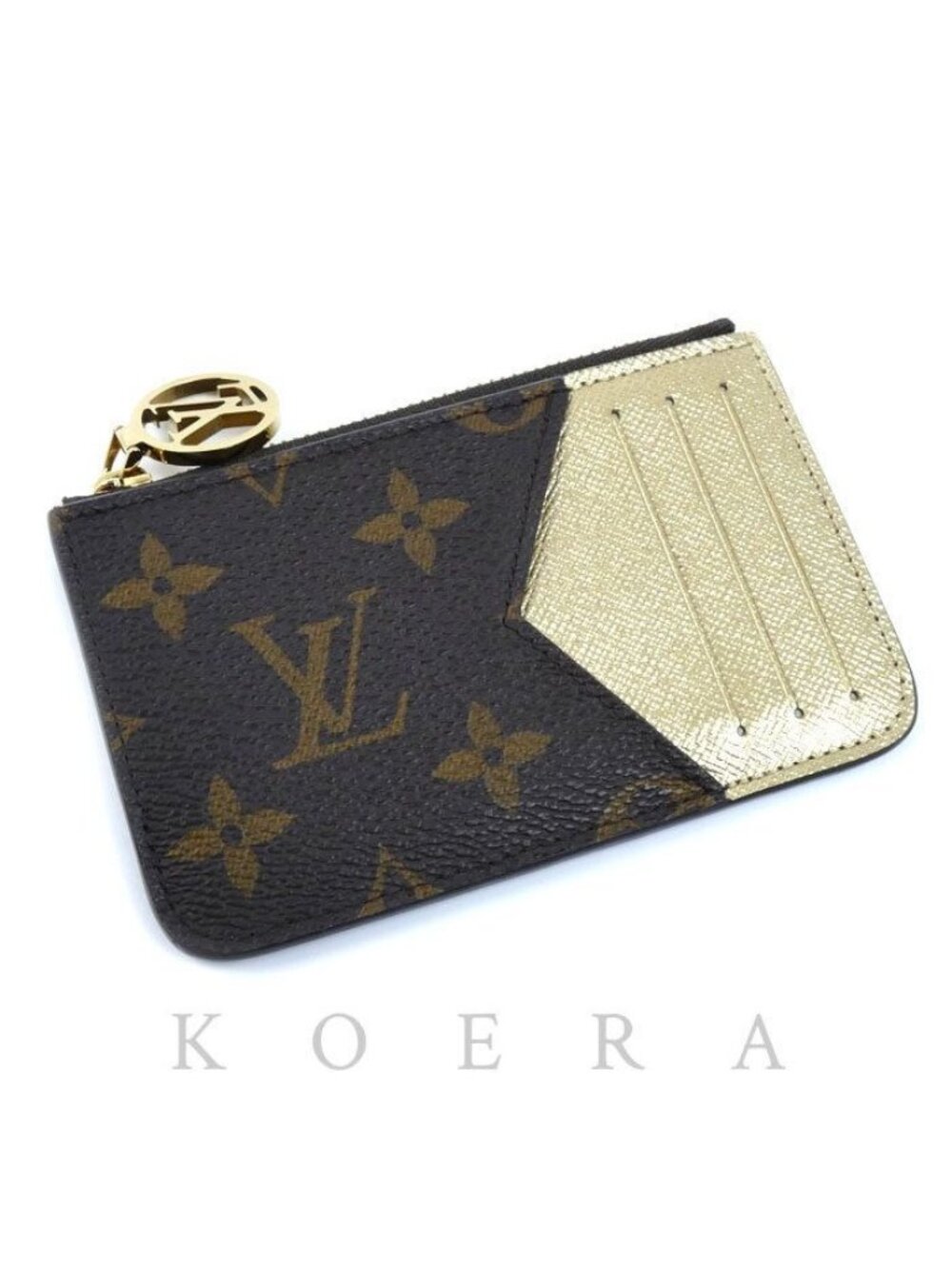 Louis Vuitton Card Case Romy Coin Purse Fragment Monogram Brown Gold
